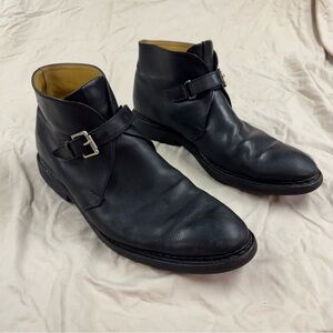 Heschung Chene Monk Strap Black Leather Ankle Boots Men’s US 11 | EU 45